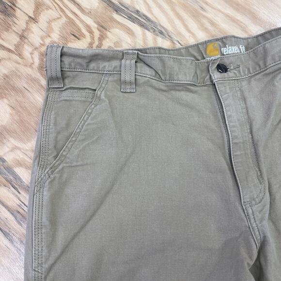 Carhartt Dungaree Relaxed Fit Work Pants 38X30 Beige Canvas Utility Workwear - Picture 5 of 12